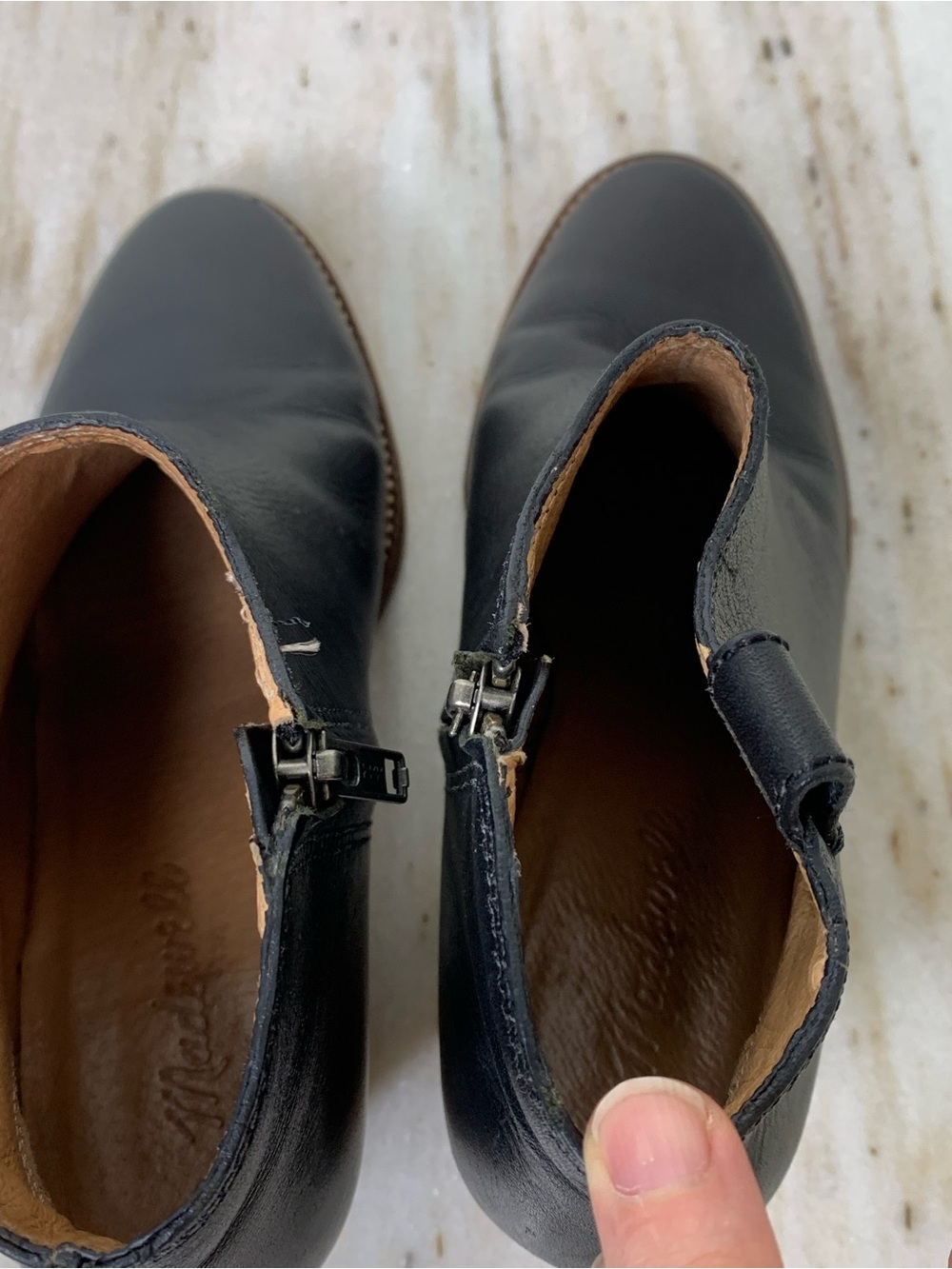 Madewell boot ankle “The Billie” black Leather style f5044 Stacked Sole - Picture 10 of 11